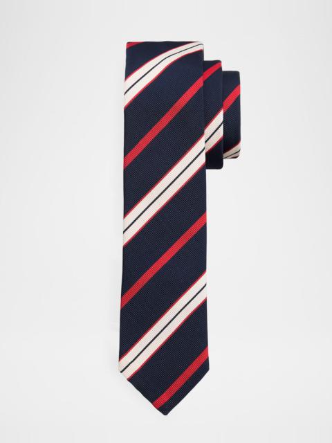 Thom Browne Men & apos;s Multi-Stripe Silk and Cotton Tie