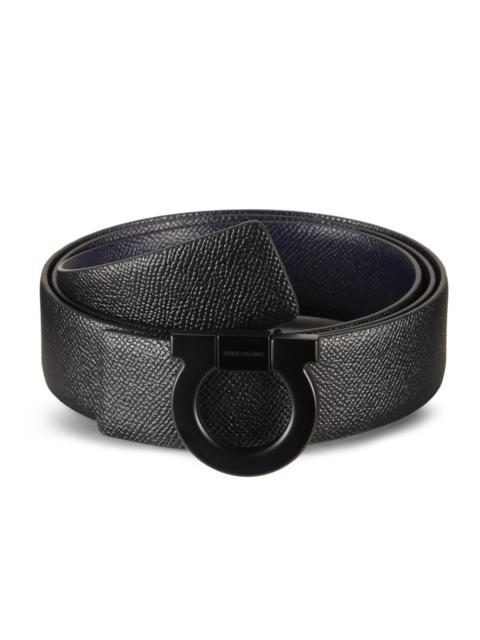 FERRAGAMO Men's Fixed Reversible Gancini Belt - Nero Midnight