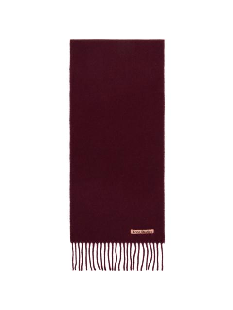 Acne Studios Burgundy Fringed Wool Scarf