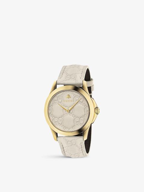YA1264333 G-timeless PVD yellow-gold and leather watch