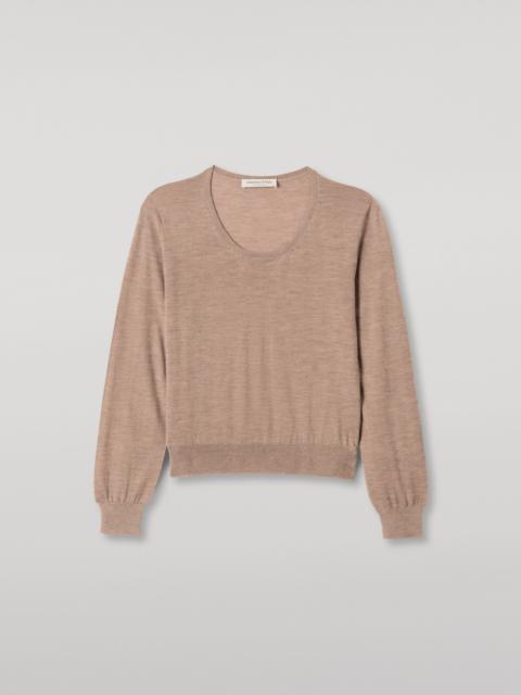 Johnstons of Elgin Ella Light Brown Superfine Cashmere Scoop Neck Jumper
