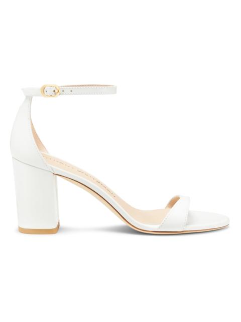 Stuart Weitzman Women's Nudist Block 75MM Metallic Leather Sandals - White