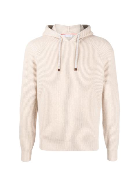 ribbed-knit cashmere hoodie