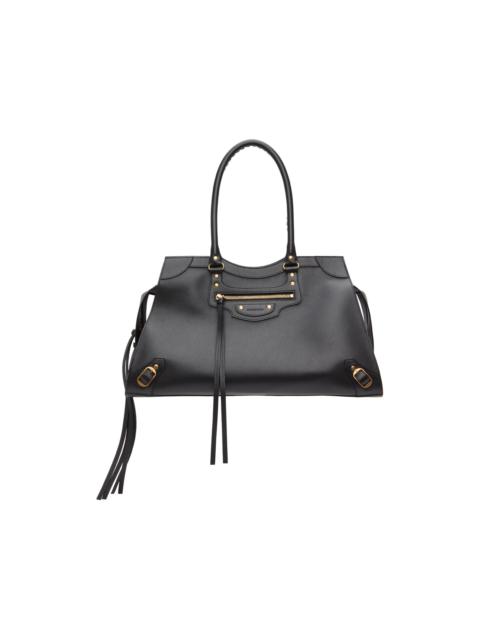 Balenciaga Women's Money Medium Tote Bag Used Effect Black in Used Calfskin  with Aged Gold-tone - US