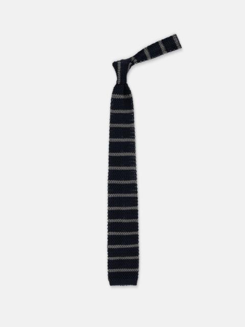 J. PRESS MADE-IN-ITALY BLUE & GREY BAR STRIPE SILK KNIT TIE