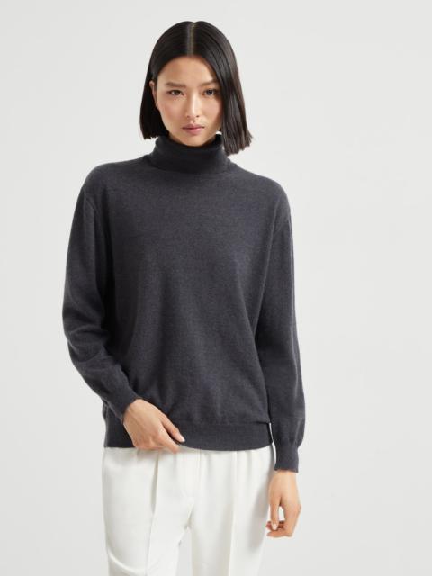 Cashmere turtleneck sweater with monili