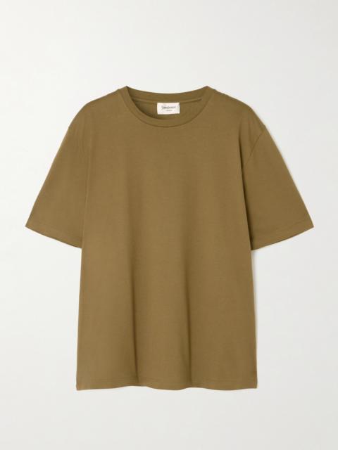 SAINT LAURENT Embroidered Cotton-jersey T-shirt