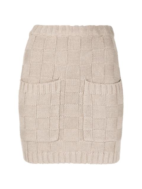 check-pattern knitted skirt