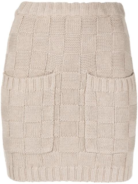 check-pattern knitted skirt