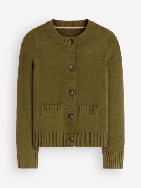 BODEN Marta Merino Wool Cardigan-Ochre Green