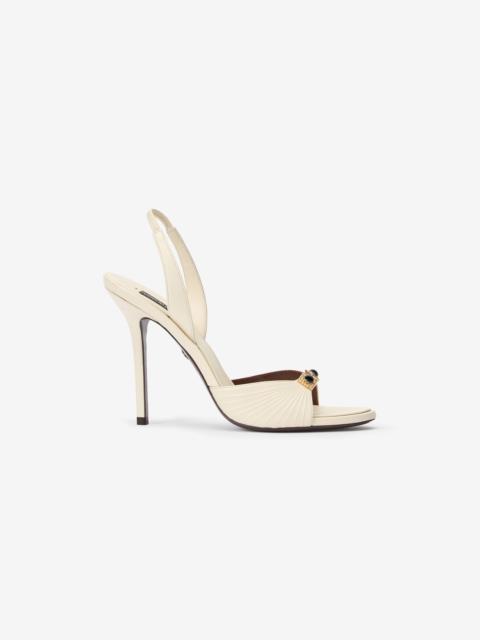 Roberto Cavalli White Sandals with Jeweled Buckle