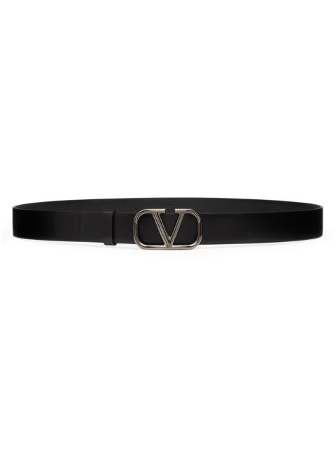 Valentino Men's VLogo Signature Calfskin Belt 30 MM - Black