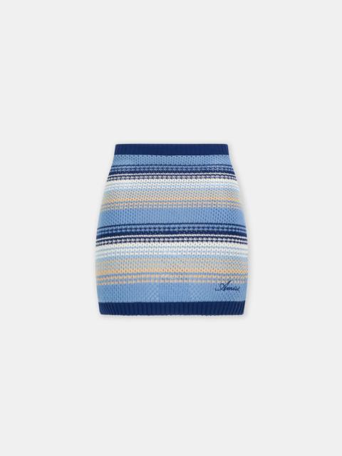 AMIRI WOMEN'S SCRIPT STRIPE KNIT MINI SKIRT