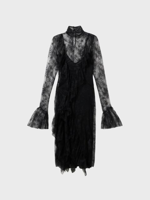 Blumarine CHANTILLY LACE MIDI DRESS WITH FLOUNCES