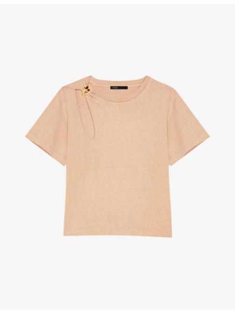 maje Jewel-Embellished Short-Sleeve Cotton T-Shirt