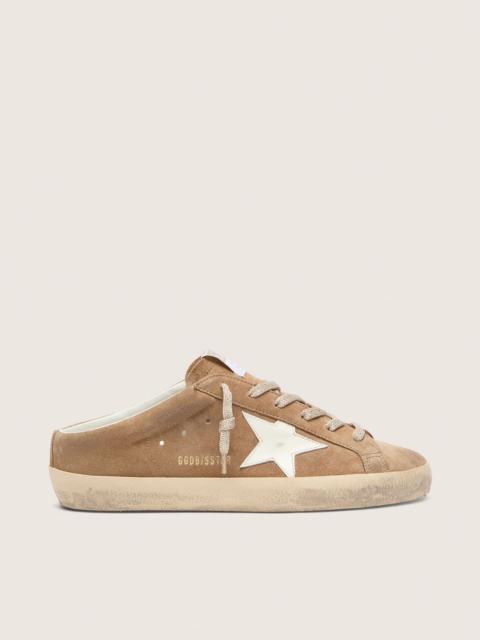 Golden Goose Women's Super-Star Sabots in tobacco suede with white leather star