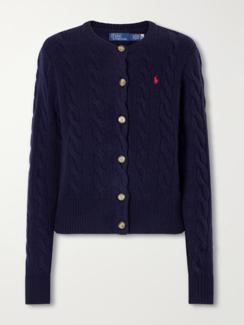 Polo Ralph Lauren Logo-embroidered Wool And Cashmere-blend Cardigan