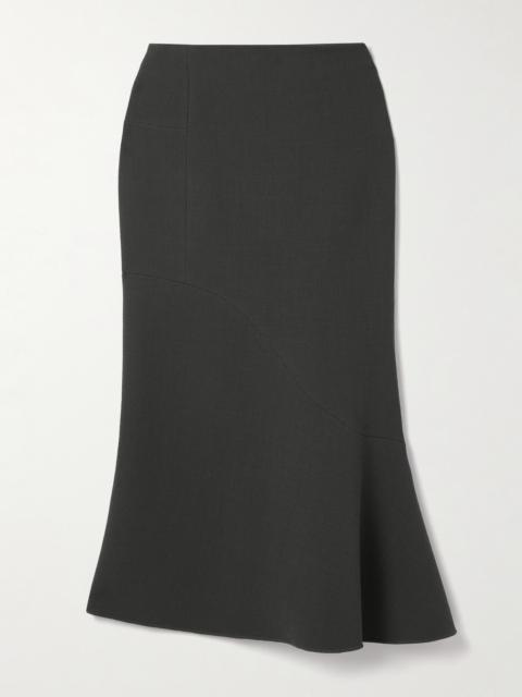 Tibi Marte Asymmetric Wool-blend Crepe Midi Skirt