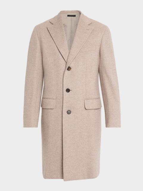Brioni Men's Solferino Cashmere Herringbone Overcoat