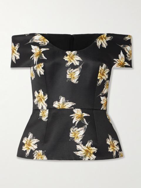 EMILIA WICKSTEAD Souline Off-the-shoulder Floral-print Faille Bustier Top