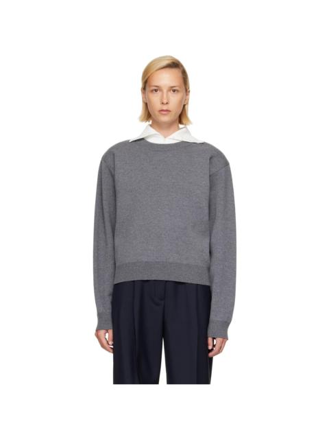 RÓHE Gray Statement Shoulder Crewneck Sweater