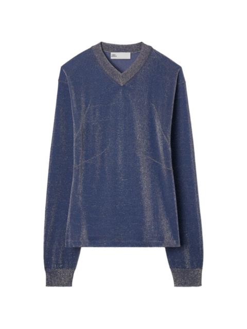 TORY BURCH metallic V-neck sweater