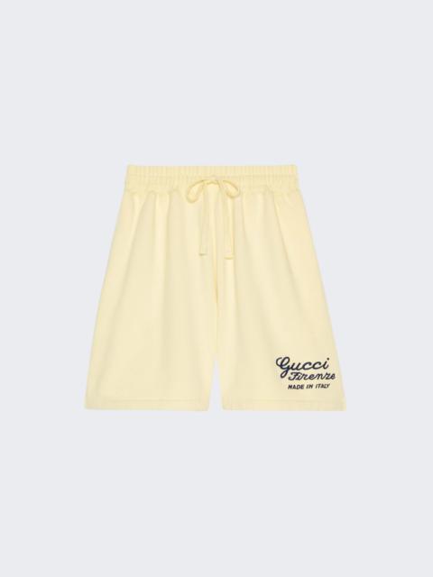 GUCCI Cotton Jersey Shorts With Embroidery Butter