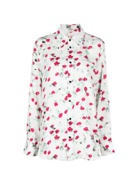 Marni logo-buttons floral-print shirt