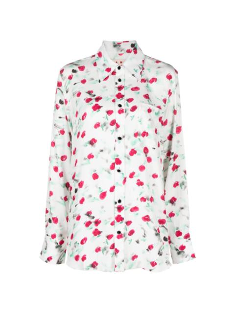 logo-buttons floral-print shirt