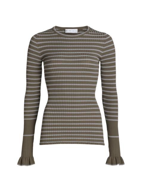 Proenza Schouler Women's Yasmine Striped Rib-Knit Sweater - Ivy White