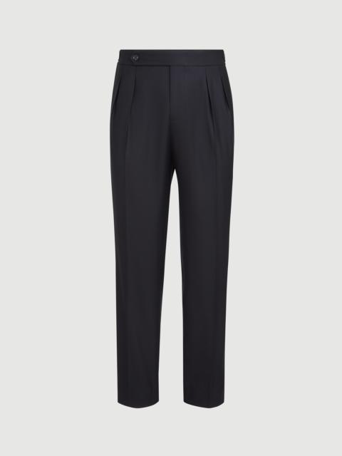 Brunello Cucinelli Virgin wool and silk lightweight twill tuxedo trousers with double pleats and waist tabs