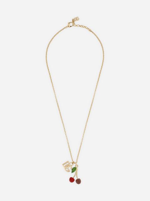 Dolce & Gabbana Necklace with DG logo and cherry charms