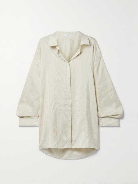 The Row Nomoon Oversized Embroidered Striped Silk Shirt