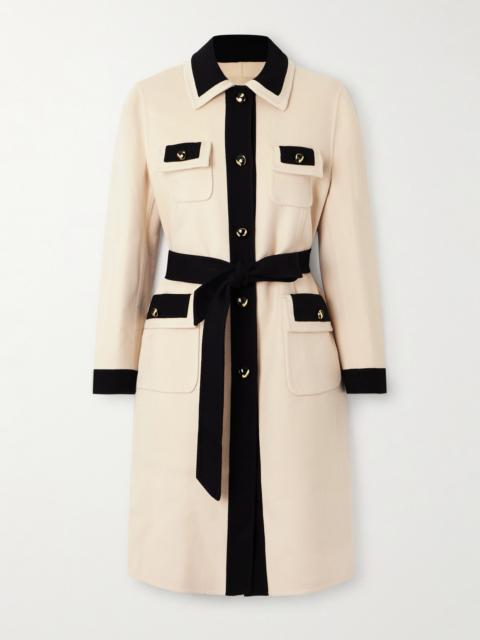 Valentino Belted Two-tone Brushed Wool And Cashmere-blend Coat