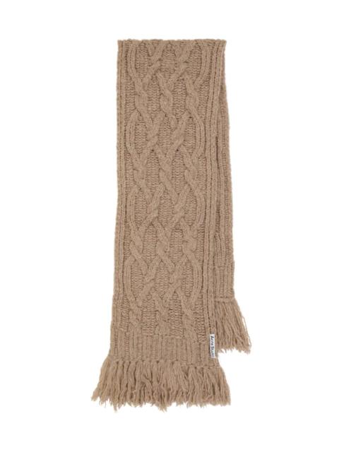 Cable-knit wool-blend scarf