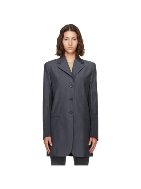 Jil Sander Gray Fil-à-Fil Wool Tailored Blazer
