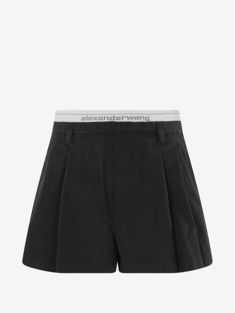 Alexander Wang logo-elastic pleated shorts