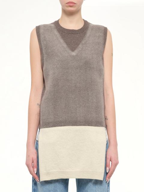 Maison Margiela Fuse Knit Vest in Mud/Ecru
