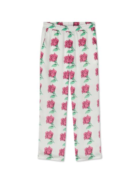 MSGM Trousers with "Emblem on Roses printed satin" print