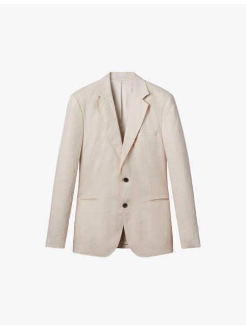 REISS Kin notch-lapel slim-fit single-breasted linen blazer