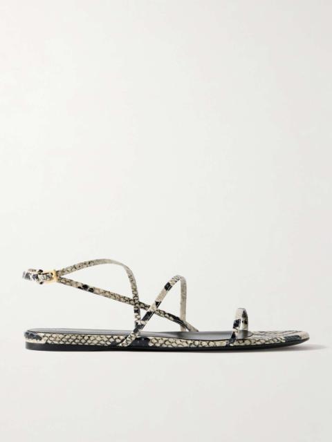 KHAITE Loop snake-effect leather sandals Snake print