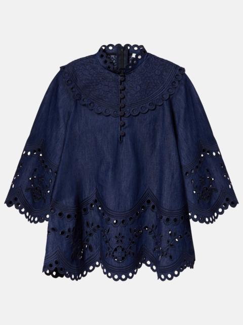 Zimmermann Mahon broderie anglaise denim top