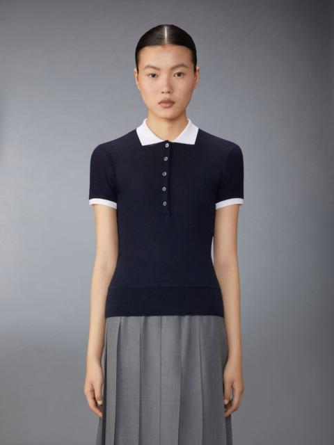 contrasting-trim wool polo top