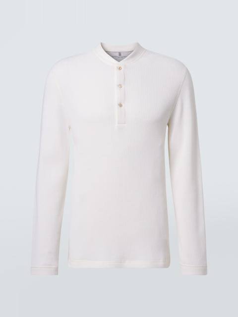 Brunello Cucinelli Waffle-knit cotton and cashmere Henley shirt
