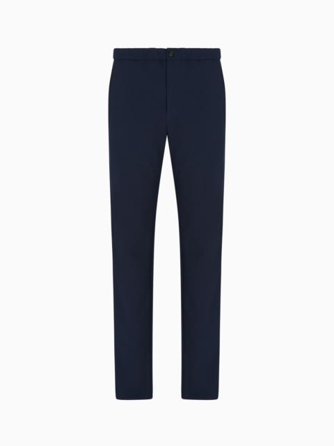 EMPORIO ARMANI ICON 3D PIQUÉ-EFFECT CRÊPE JERSEY TROUSERS