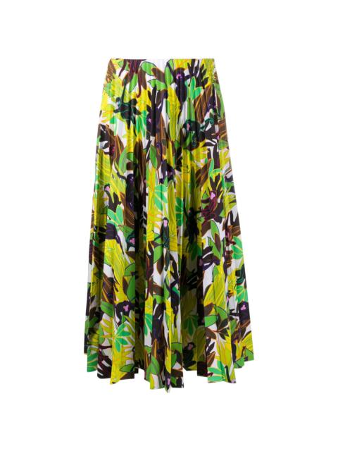 Valentino Monkey Forest pleated midi skirt