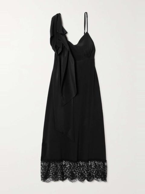 Simone Rocha Lace-trimmed draped crepe midi dress