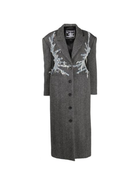 Y/Project Hourglass Whisker herringbone wool coat