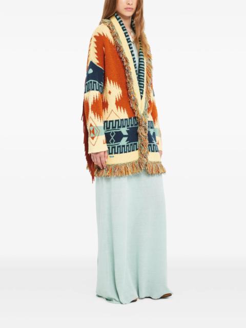 Alanui Alanui Golden Dusk Geometric-pattern Fringed Cardi-coat