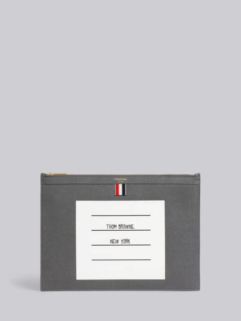 Thom Browne Dark Grey Pebble Grain Leather Paper Label Medium Document Holder